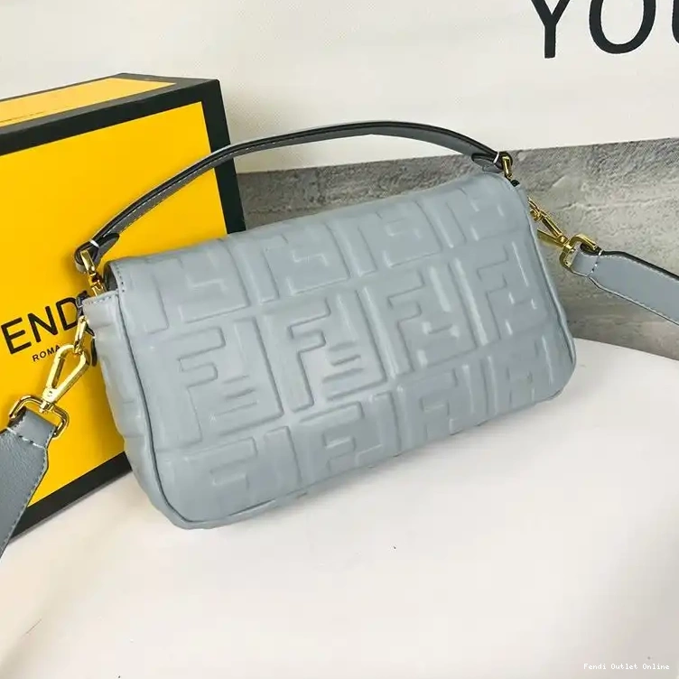 Affordable FF Motif Nappa Baguette Blue In Fendi Bag Medium Leather Sky 0520